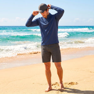 TACVASEN Navy+Navy [2 Pcs set] Athletic Shirts 1/4 Pullover Zip Sun Protection