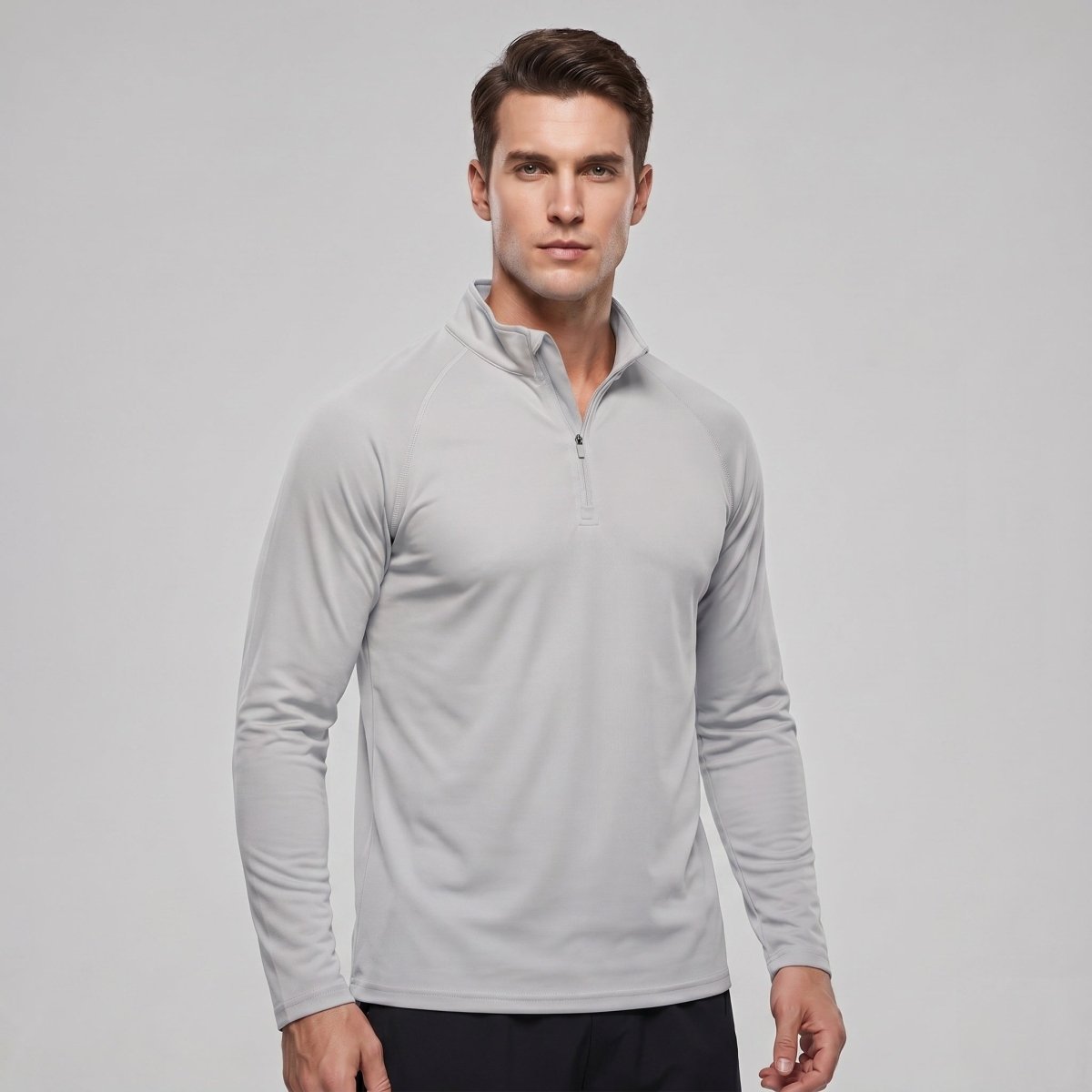 TACVASEN Light Grey+Light Grey [2 Pcs set] Athletic Shirts 1/4 Pullover Zip Sun Protection