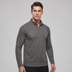 TACVASEN Dark Grey+Dark Grey [2 Pcs set] Athletic Shirts 1/4 Pullover Zip Sun Protection