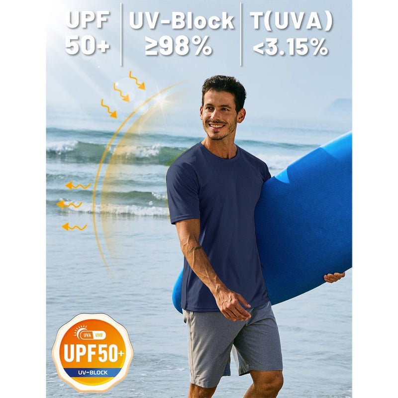 TACVASEN Navy+Navy [2 Pcs set] Lightweight Short Sleeve Sun Protection Shirt