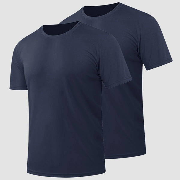 TACVASEN Navy+Navy [2 Pcs set] Lightweight Short Sleeve Sun Protection Shirt