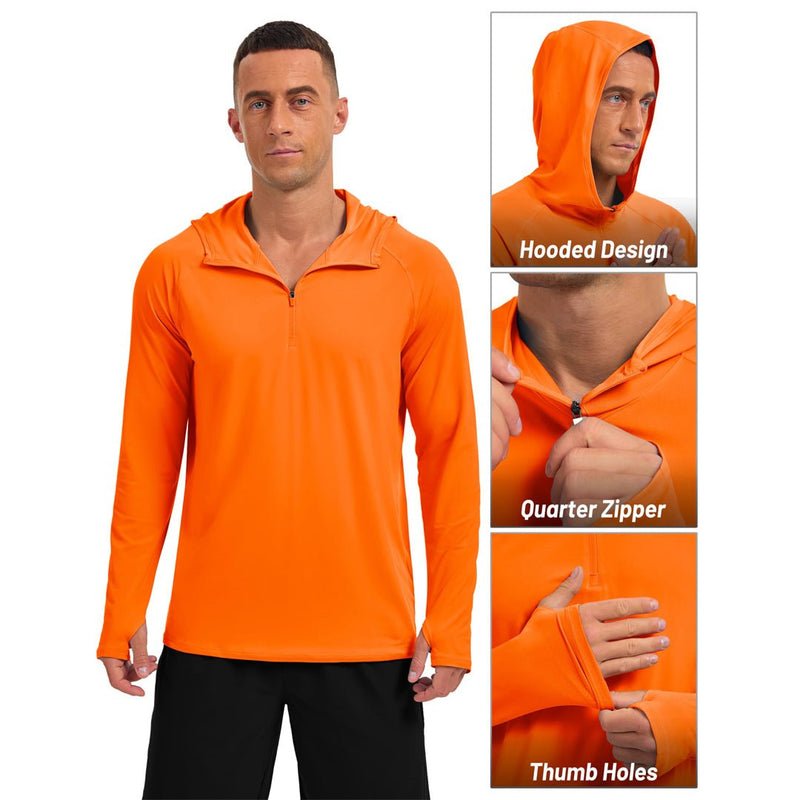 TACVASEN Orange + Orange [2 Pcs set] Zip Up Hooded Long Sleeve Sun Protection Shirt