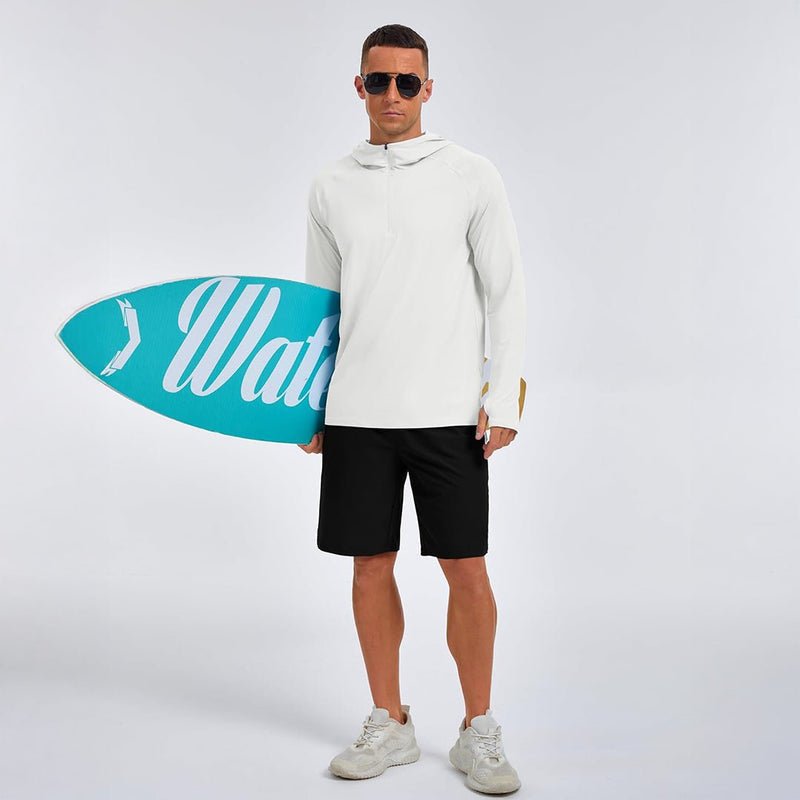 TACVASEN White + White [2 Pcs set] Zip Up Hooded Long Sleeve Sun Protection Shirt