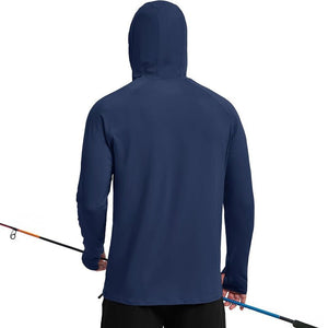 TACVASEN Black + Navy [2 Pcs set] Zip Up Hooded Long Sleeve Sun Protection Shirt