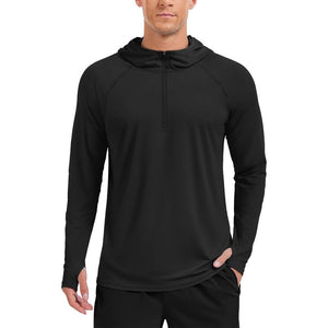 TACVASEN Black + Black [2 Pcs set] Zip Up Hooded Long Sleeve Sun Protection Shirt
