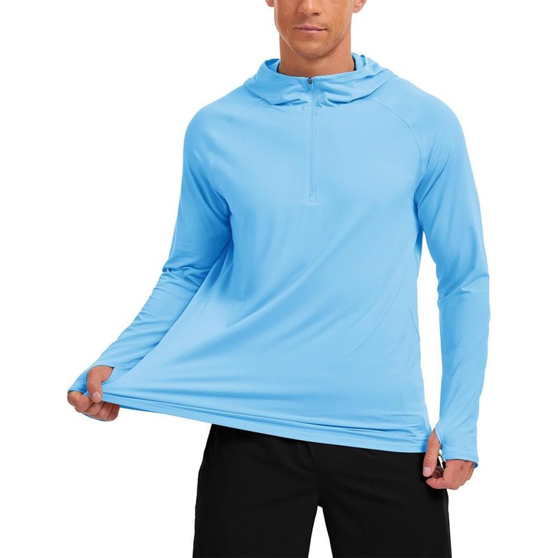 TACVASEN Sky Blue + Sky Blue [2 Pcs set] Zip Up Hooded Long Sleeve Sun Protection Shirt