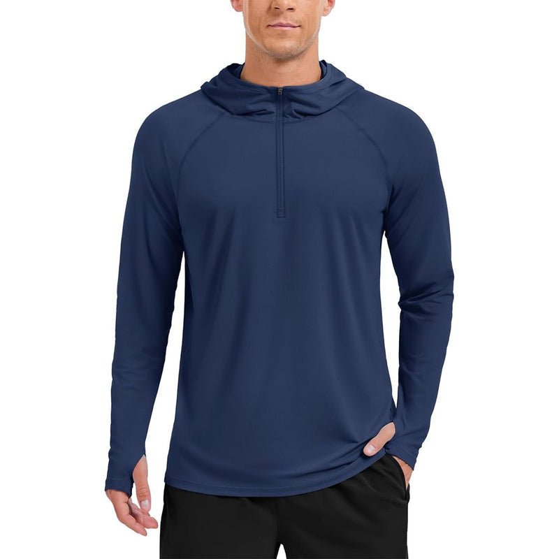 TACVASEN Navy + Navy [2 Pcs set] Zip Up Hooded Long Sleeve Sun Protection Shirt