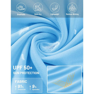 TACVASEN Sky Blue + Sky Blue [2 Pcs set] Zip Up Hooded Long Sleeve Sun Protection Shirt