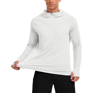 TACVASEN White + White [2 Pcs set] Zip Up Hooded Long Sleeve Sun Protection Shirt