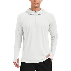 TACVASEN White + Orange [2 Pcs set] Zip Up Hooded Long Sleeve Sun Protection Shirt