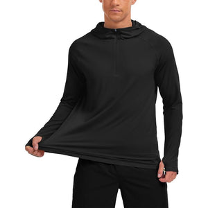 TACVASEN Black + Black [2 Pcs set] Zip Up Hooded Long Sleeve Sun Protection Shirt