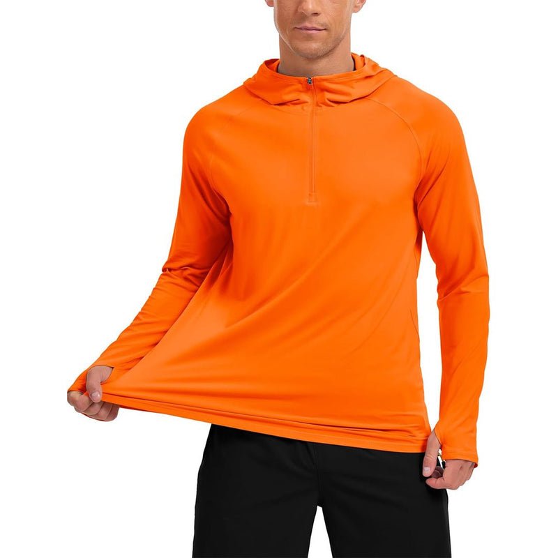 TACVASEN Sky Blue + Orange [2 Pcs set] Zip Up Hooded Long Sleeve Sun Protection Shirt