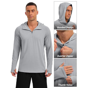 TACVASEN Dark Grey + Light Grey [2 Pcs set] Zip Up Hooded Long Sleeve Sun Protection Shirt