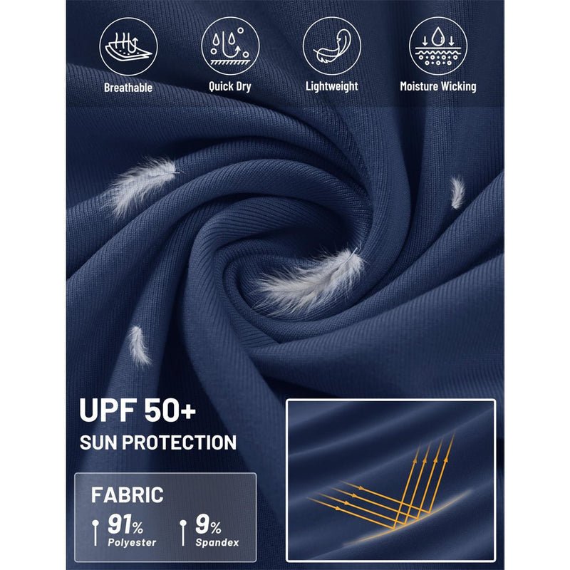 TACVASEN Navy + Navy [2 Pcs set] Zip Up Hooded Long Sleeve Sun Protection Shirt