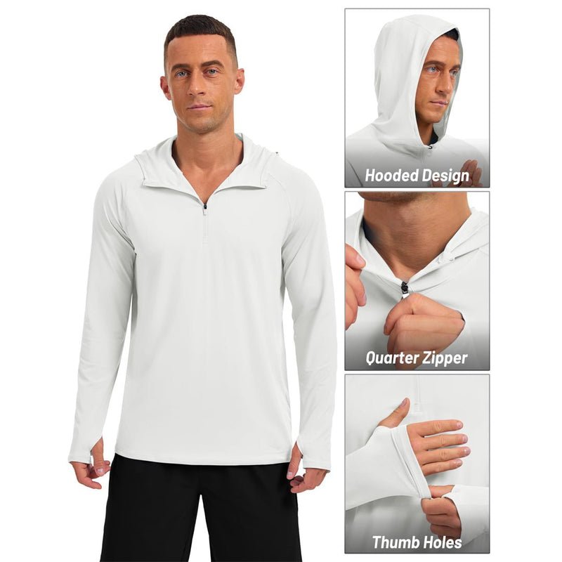 TACVASEN White + Orange [2 Pcs set] Zip Up Hooded Long Sleeve Sun Protection Shirt