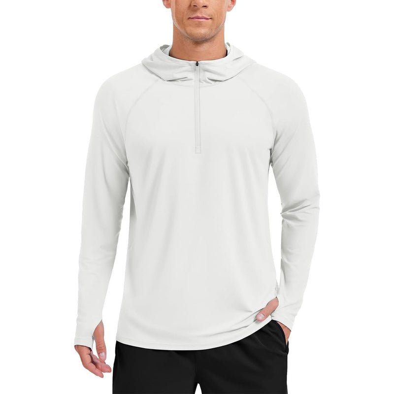 TACVASEN White + White [2 Pcs set] Zip Up Hooded Long Sleeve Sun Protection Shirt