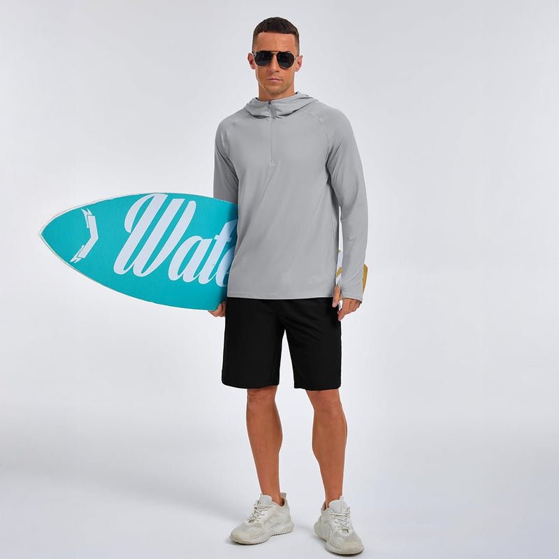 TACVASEN Light Grey + Light Grey [2 Pcs set] Zip Up Hooded Long Sleeve Sun Protection Shirt