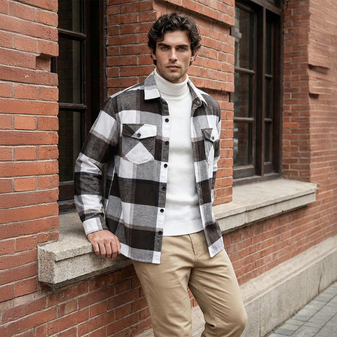 Men's Warm Brushed Fleece Button Down Casual Flannel Shirt - google_men_lightweight_jacket