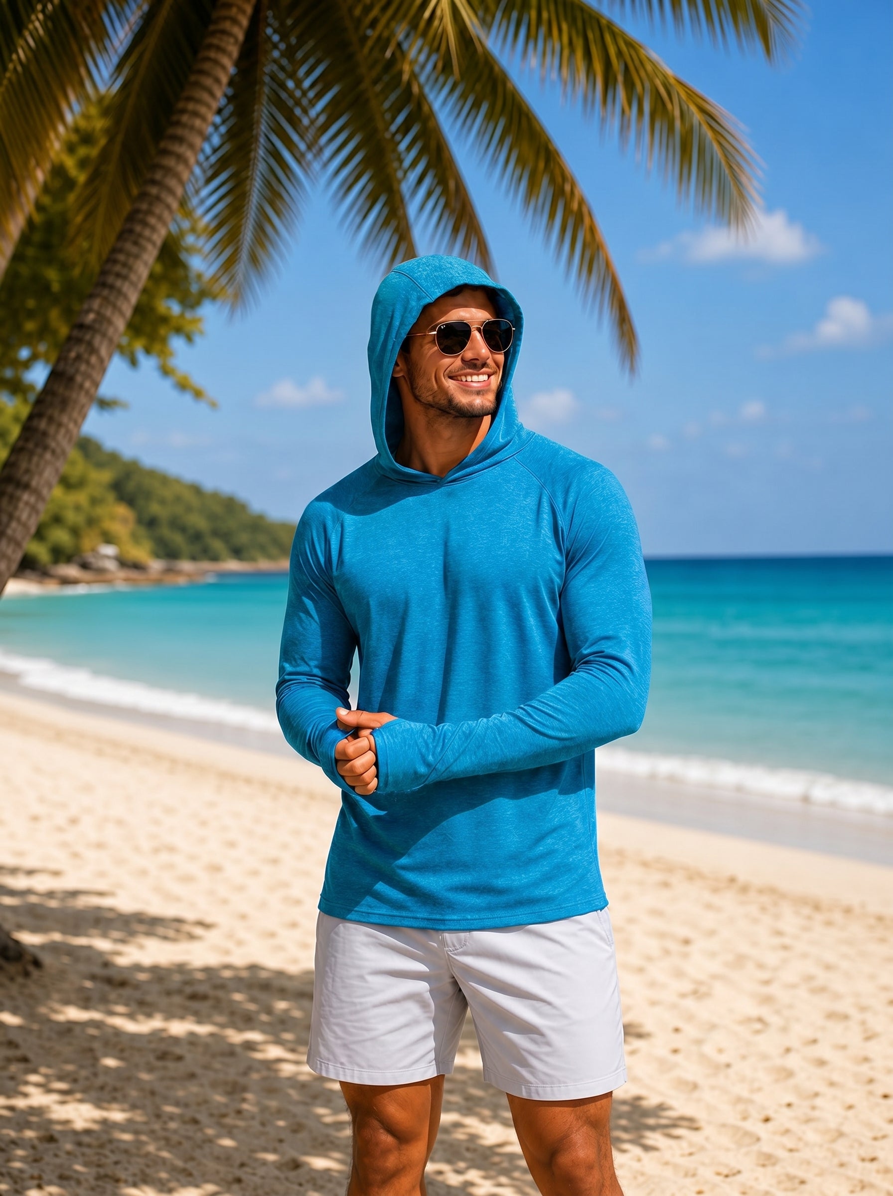 Men's UPF 50+ Sun Protection Hoodies with Thumb Holes