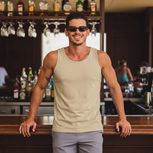 TACVASEN Orange+Sky Blue+Light khaki [3 Pcs set] UPF 50+ Tank Top Gym Workout Sleeveless Muscle Shirts