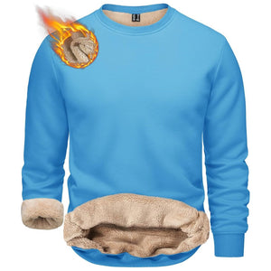TACVASEN Sky Blue Men's Sherpa Lined Sweatshirt Warm Heavyweight Fleece Pullover