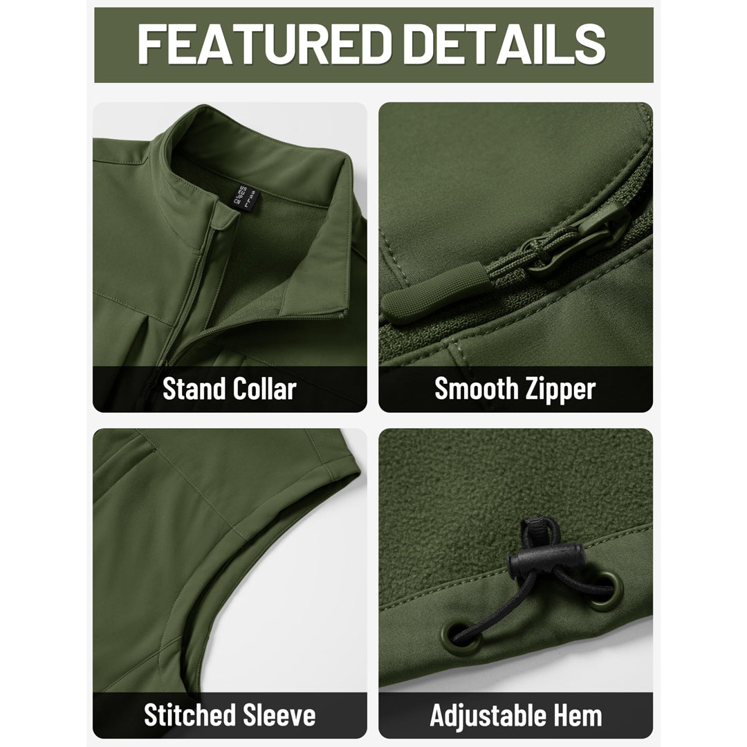 Men's Softshell Vest Windproof Waterproof Lightweight Jacket - AT25M3347