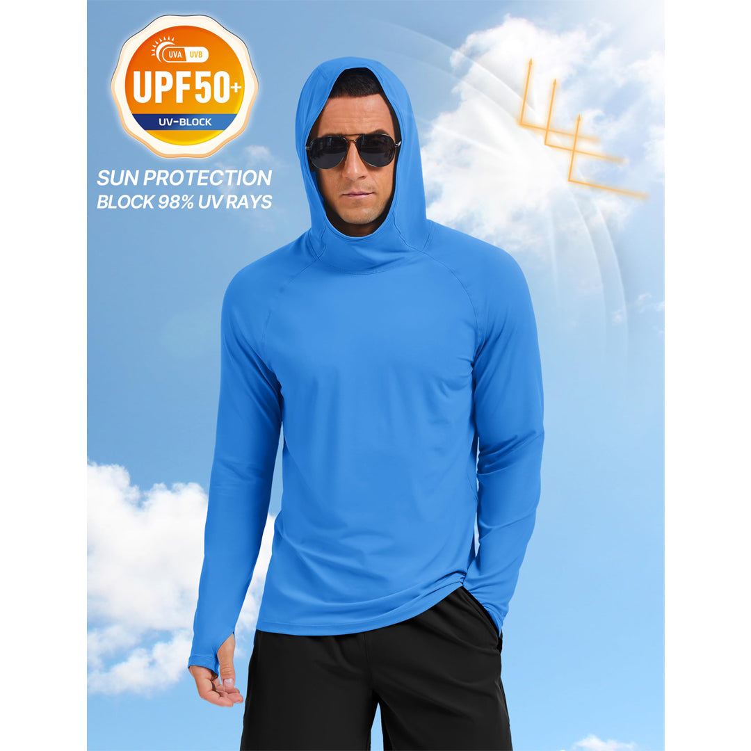 Men's UPF 50+ Sun Hoodie Long Sleeve Quick Dry Rash Guard Shirt - AT24M3250