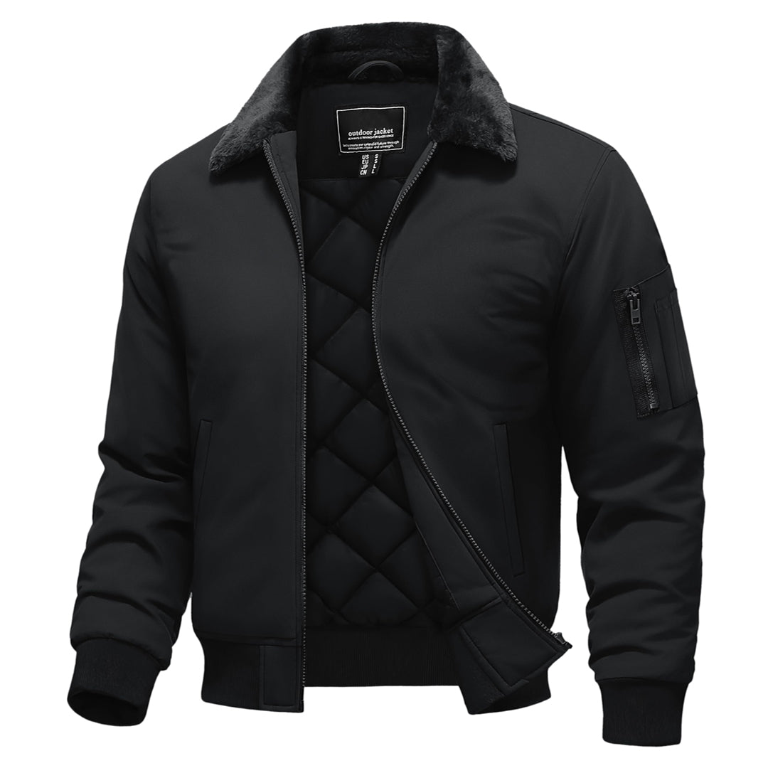 Men's Casual Fleece Bomber Jacket with Fur - LT25M1438