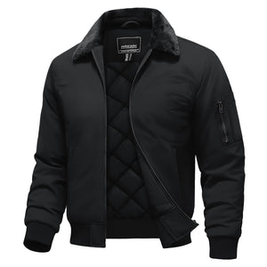 Men's Casual Fleece Bomber Jacket with Fur - LT25M1438