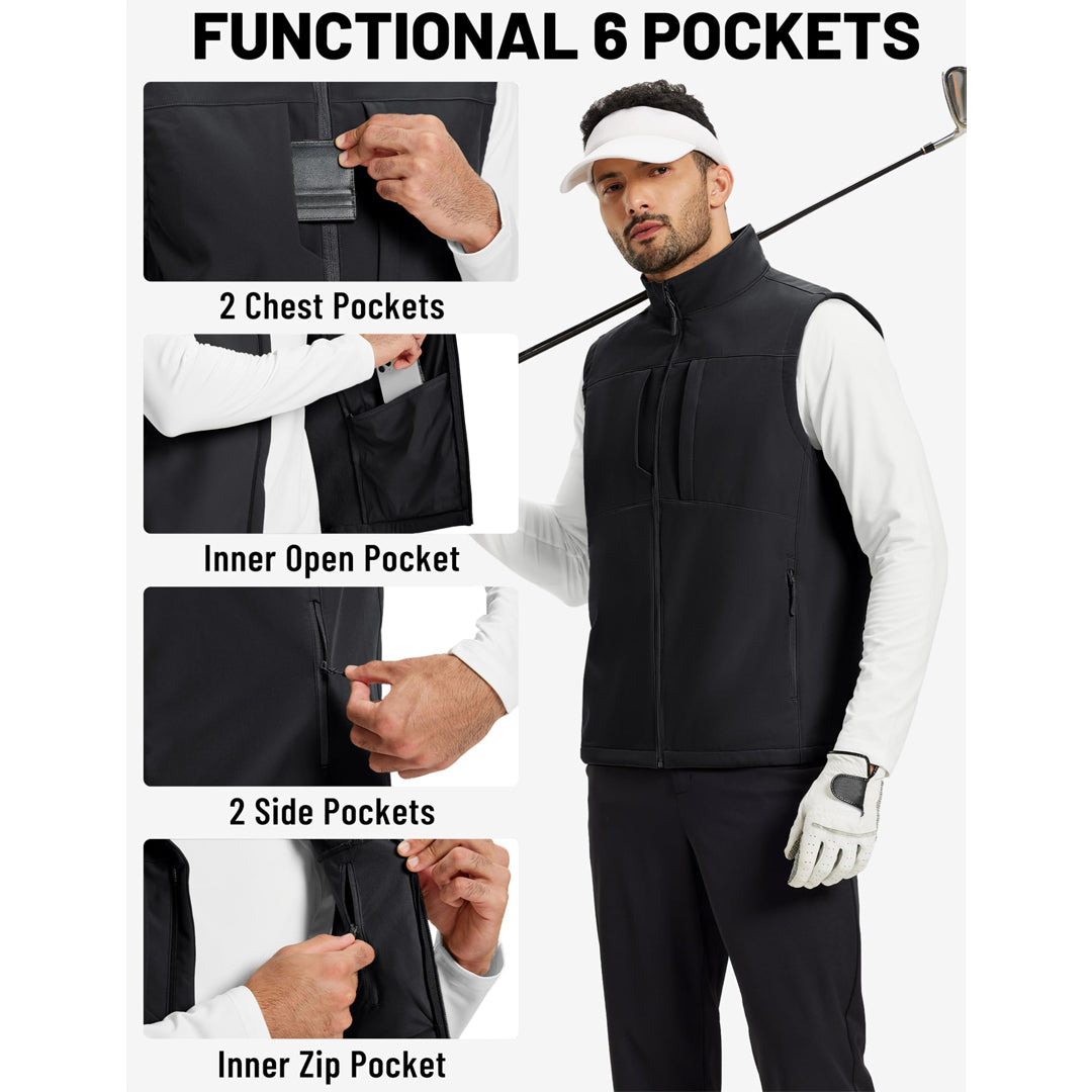 Men's Softshell Vest Windproof Waterproof Lightweight Jacket - AT25M3347