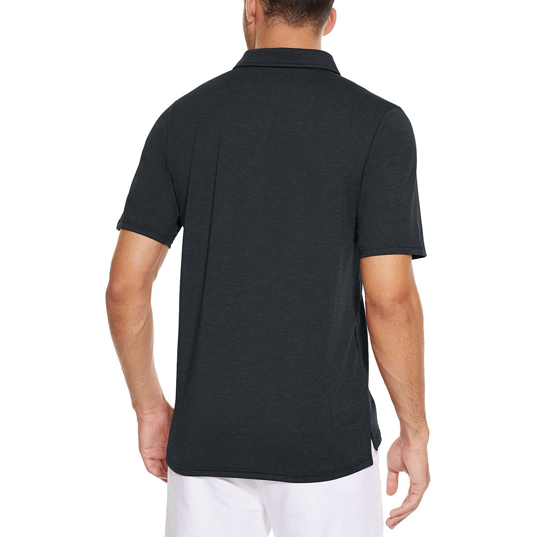 TACVASEN Black Men's Casual Polo Golf Shirts Quick Dry 3 Buttons