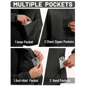 TACVASEN Dark Gray Tactical Softshell Jacket Hooded Waterproof Coat