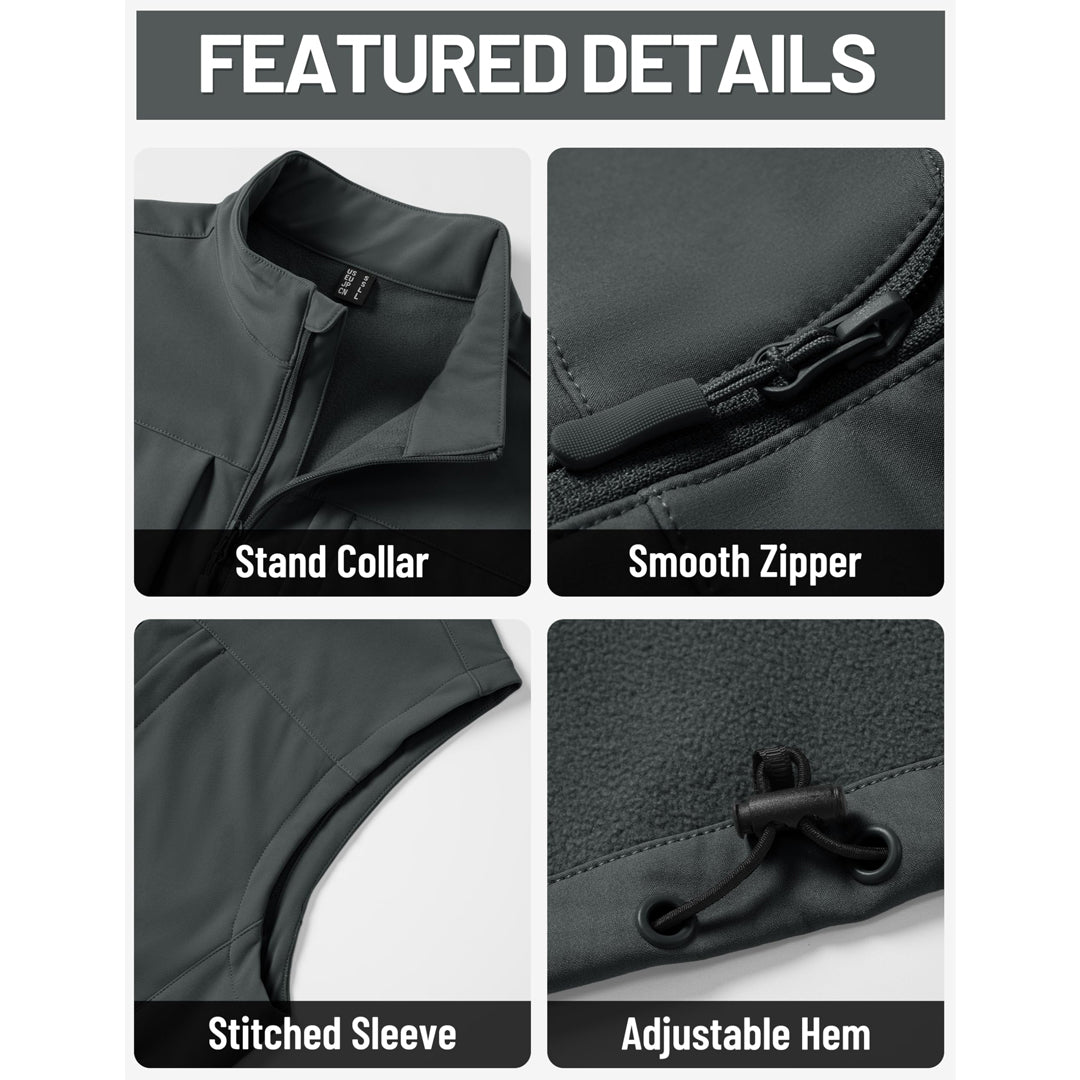 Men's Softshell Vest Windproof Waterproof Lightweight Jacket - AT25M3347