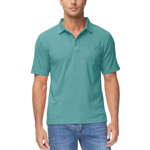 TACVASEN Grey Green Men's Lightweight Hiking Fishing Polo Shirts