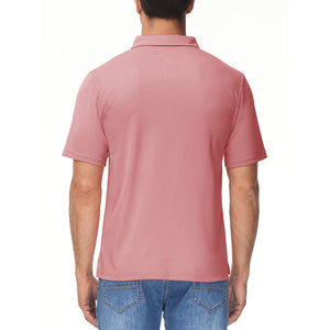 TACVASEN Grey Pink Men's Lightweight Hiking Fishing Polo Shirts