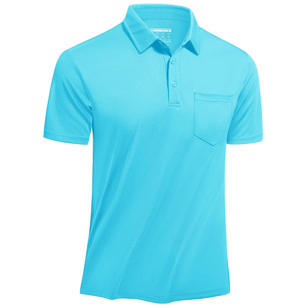 TACVASEN Ice Blue Men's Lightweight Hiking Fishing Polo Shirts