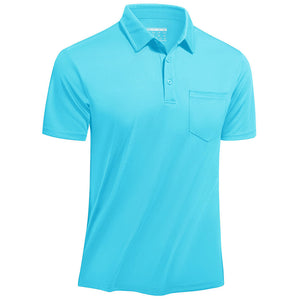 TACVASEN Ice Blue Men's Lightweight Hiking Fishing Polo Shirts