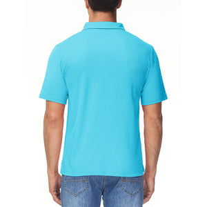 TACVASEN Ice Blue Men's Lightweight Hiking Fishing Polo Shirts