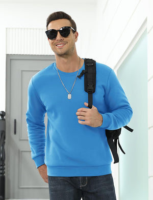 TACVASEN Ice Blue Men's Sherpa Lined Sweatshirt Warm Heavyweight Fleece Pullover
