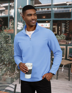 TACVASEN Light Blue Men's Pullover Workout Fleece 1/4 Zip Uncw Vintage Sweatshirts