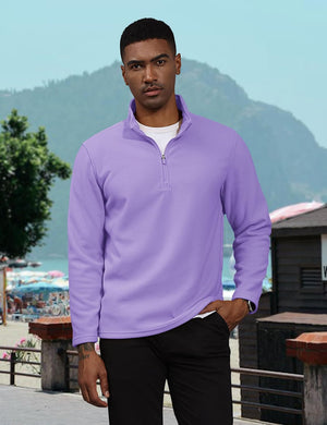 TACVASEN Light Purple Men's Pullover Workout Fleece 1/4 Zip Uncw Vintage Sweatshirts