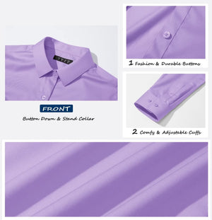 TACVASEN Light Purple Women's Collared Dress Shirt Casual Office Wear Blouse