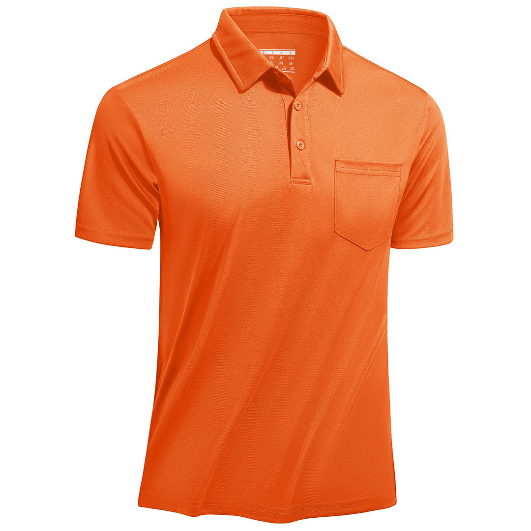 TACVASEN Orange Men's Lightweight Hiking Fishing Polo Shirts