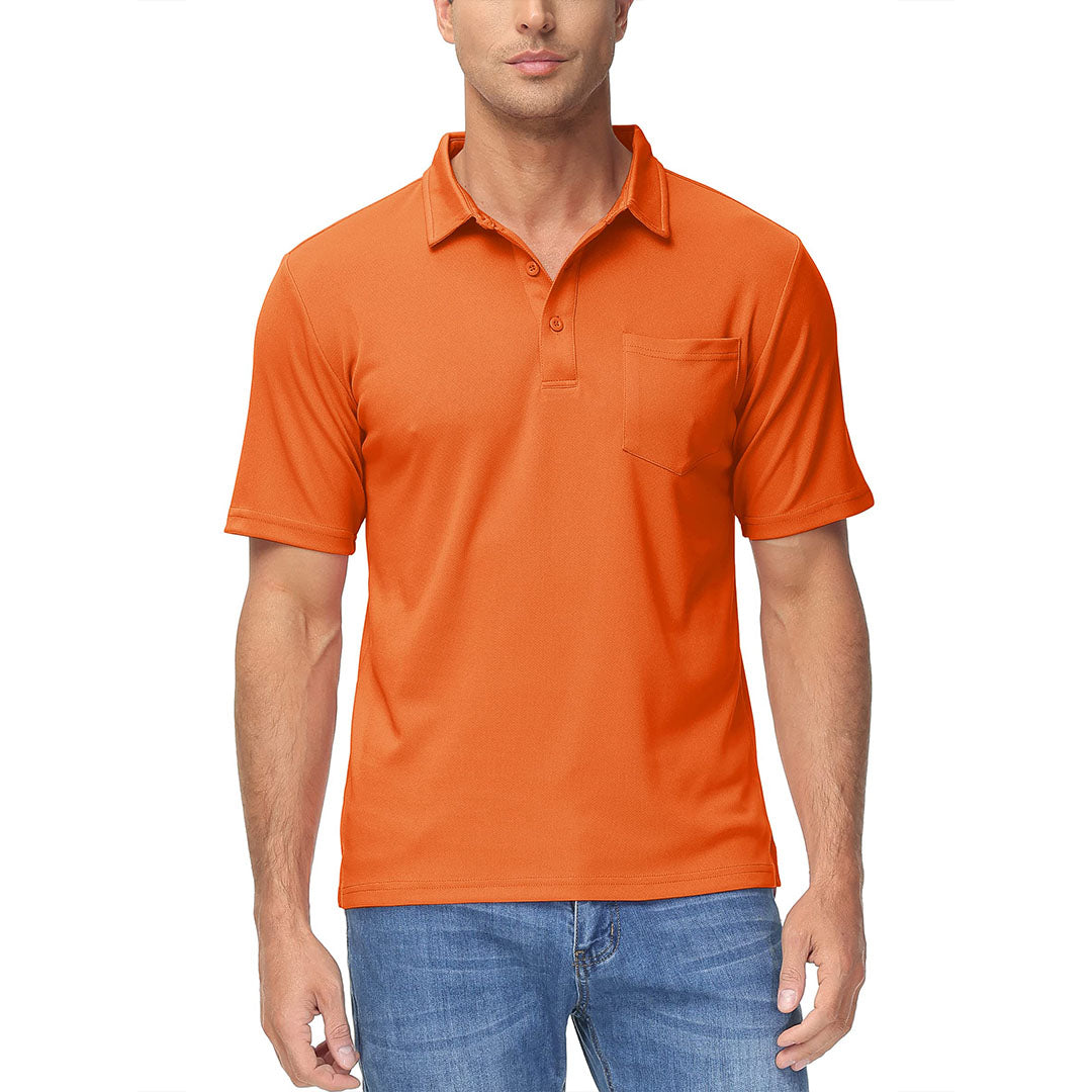 TACVASEN Orange Men's Lightweight Hiking Fishing Polo Shirts