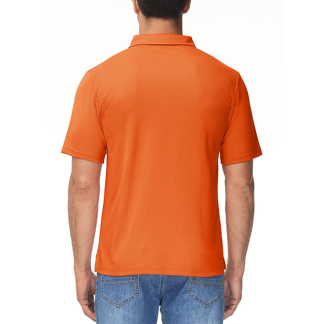 TACVASEN Orange Men's Lightweight Hiking Fishing Polo Shirts