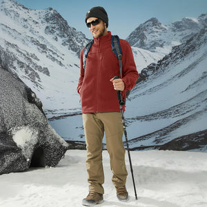 TACVASEN Orange Red Lightweight Polar Fleece Jacket for Hiking