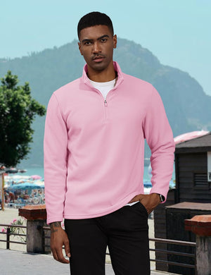 TACVASEN Light Purple Men's Pullover Workout Fleece 1/4 Zip Uncw Vintage Sweatshirts