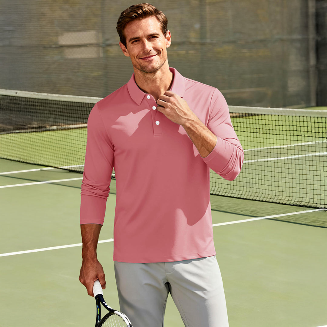 Men's Quick-Dry Long Sleeve Polo Shirt for Golf & Work - google men long sleeve