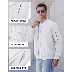 TACVASEN White Thermal Quilted Waterproof Bomber Jacket