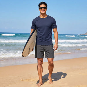 TACVASEN Navy Athletic Performance Tee with Tailored Fit Sleeves